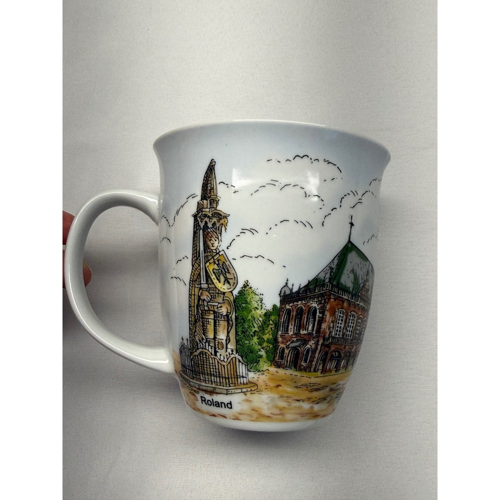 Bremen Germany Souvenir Coffee Mug Roland Rathaus Town Musicians Ceramic White